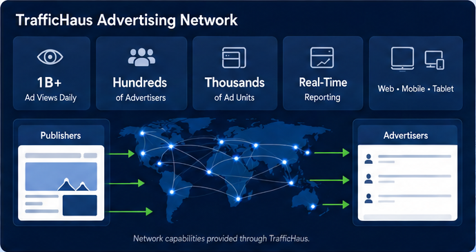 TrafficHaus advertising network connecting publishers and advertisers across devices